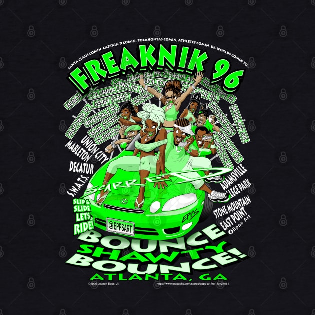 Freaknik 1996 Bounce Shawty Bounce! Lime Green Colorway by Epps Art